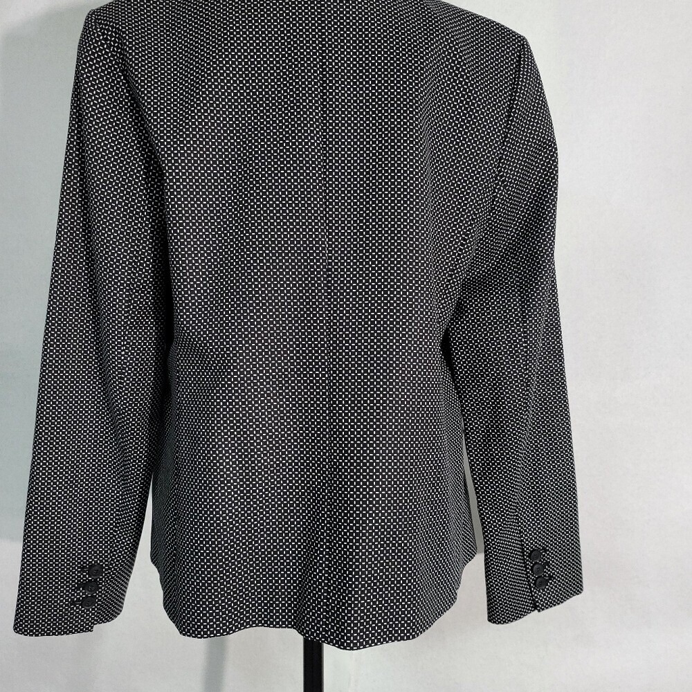 Liz Claiborne Career Blazer Black White Patterned One Button Jacket L - Picture 2 of 11